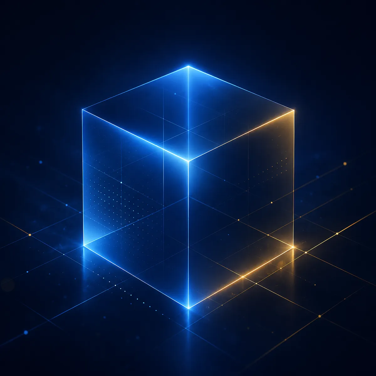 Modern glowing cube accent illustrating the Parallax perspective