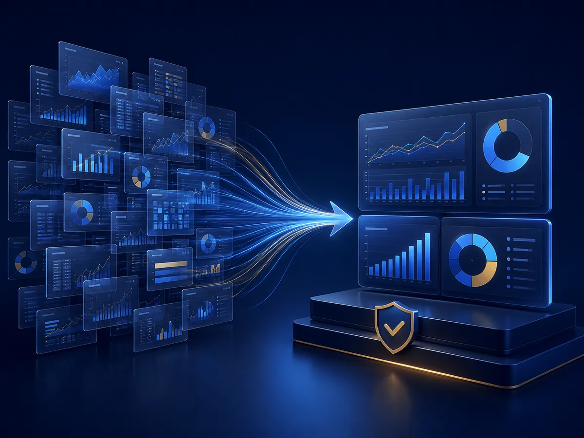 Overlapping dashboards consolidating into a smaller trusted reporting set