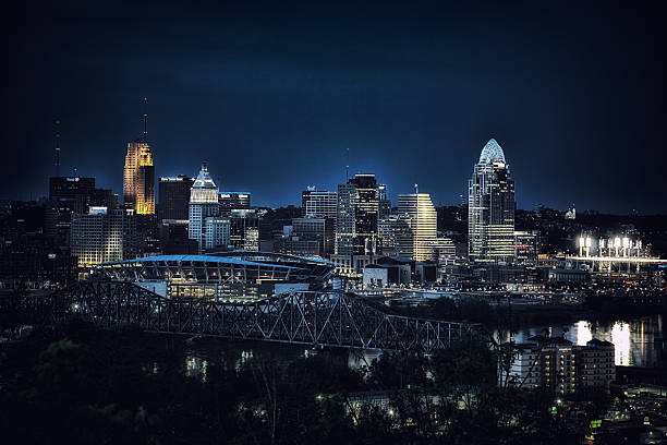 Cincinnati skyline at night for local business intelligence consulting