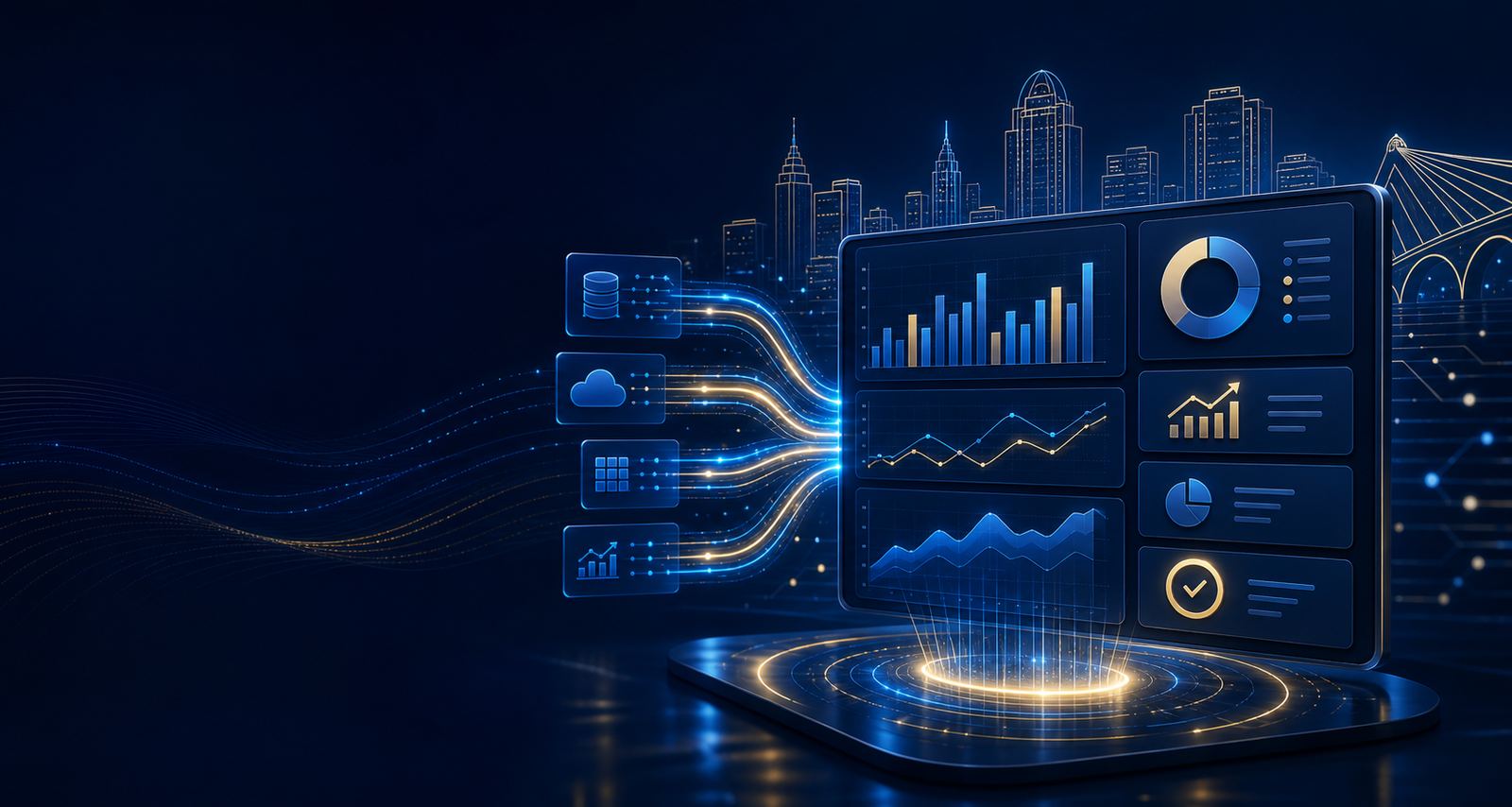 Business intelligence reporting model organizing local operating data into executive dashboards
