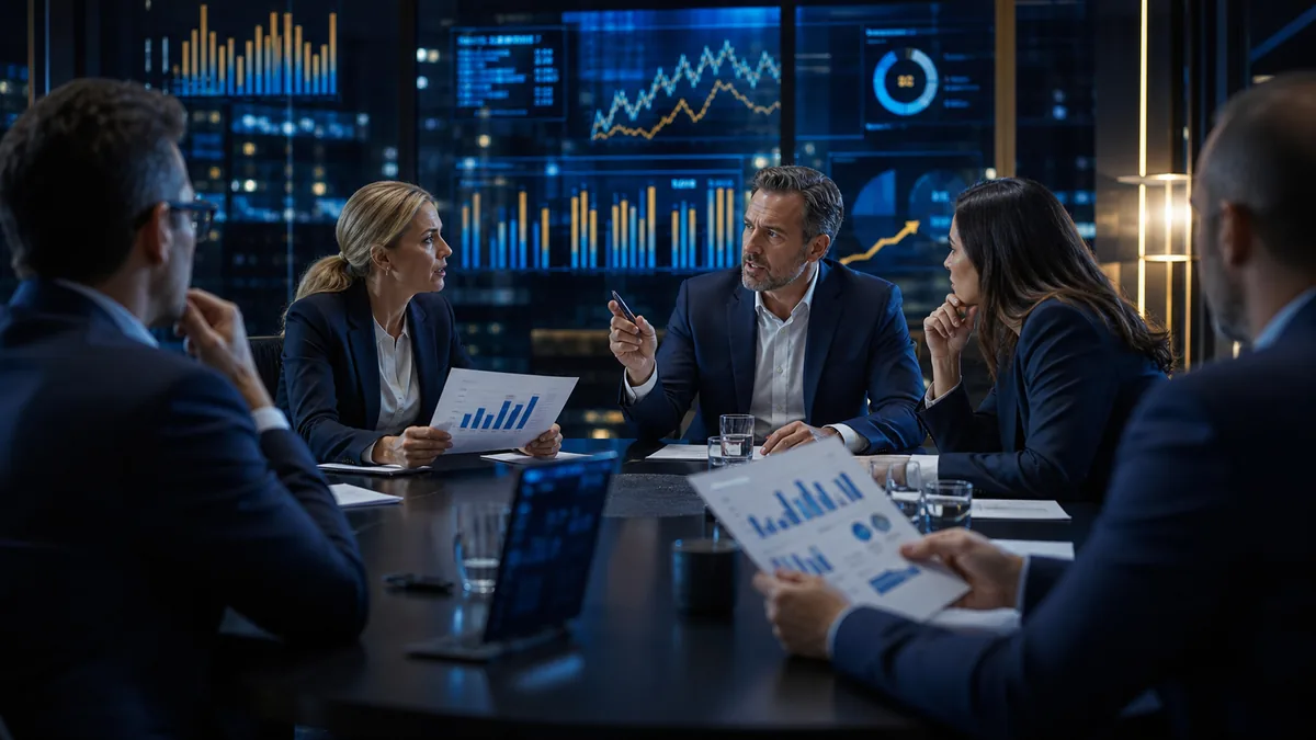 Executive metrics splitting into competing interpretations across leadership roles