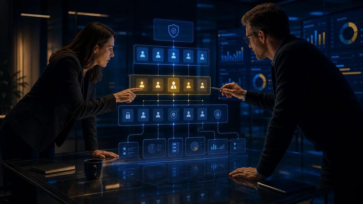 Secure analytics access architecture with governed reporting layers and executive oversight