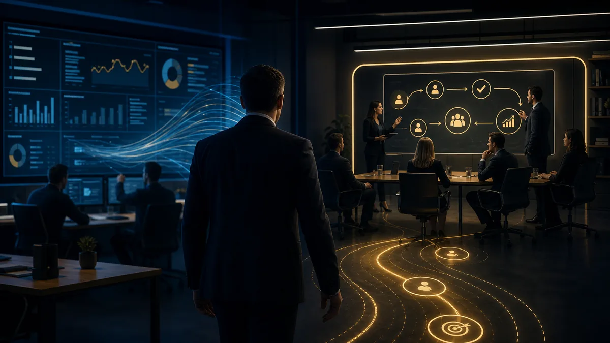 Reporting layer connecting into an executive decision-making loop